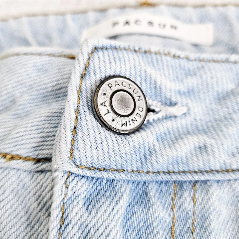 Pacsun Mom Light Blue Jeans High Waist 100% Cotton SZ 25 - Picture 5 of 12